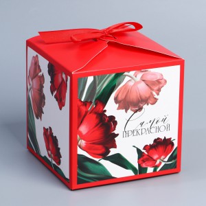 Набор в картонной коробке "Самой прекрасной" красная (чай черный 150г)