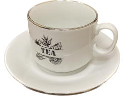 Чайная пара "TEA COFFEE" (фарфор. чашка 220мл. с блюдцем, платин, чай черн.5х2г+кофе 30г Тон.помол)
