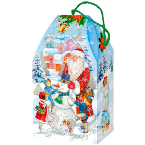 "Снеговик" картонная сумочка голубая ("Cafe Esmeralda" молотый 250 г.)