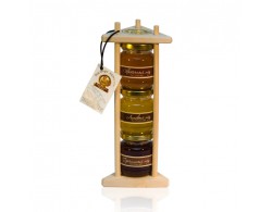 Мёд Башкирский набор Пирамида  ст.б. в дерев. лотке 3*150 гр. (гречишный, липовый, цветочный)