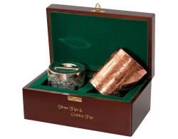 Набор "Серебряные типсы" и "Золотые типсы" в чайницах в деревянной шкатулке 2 вида по 50 г.